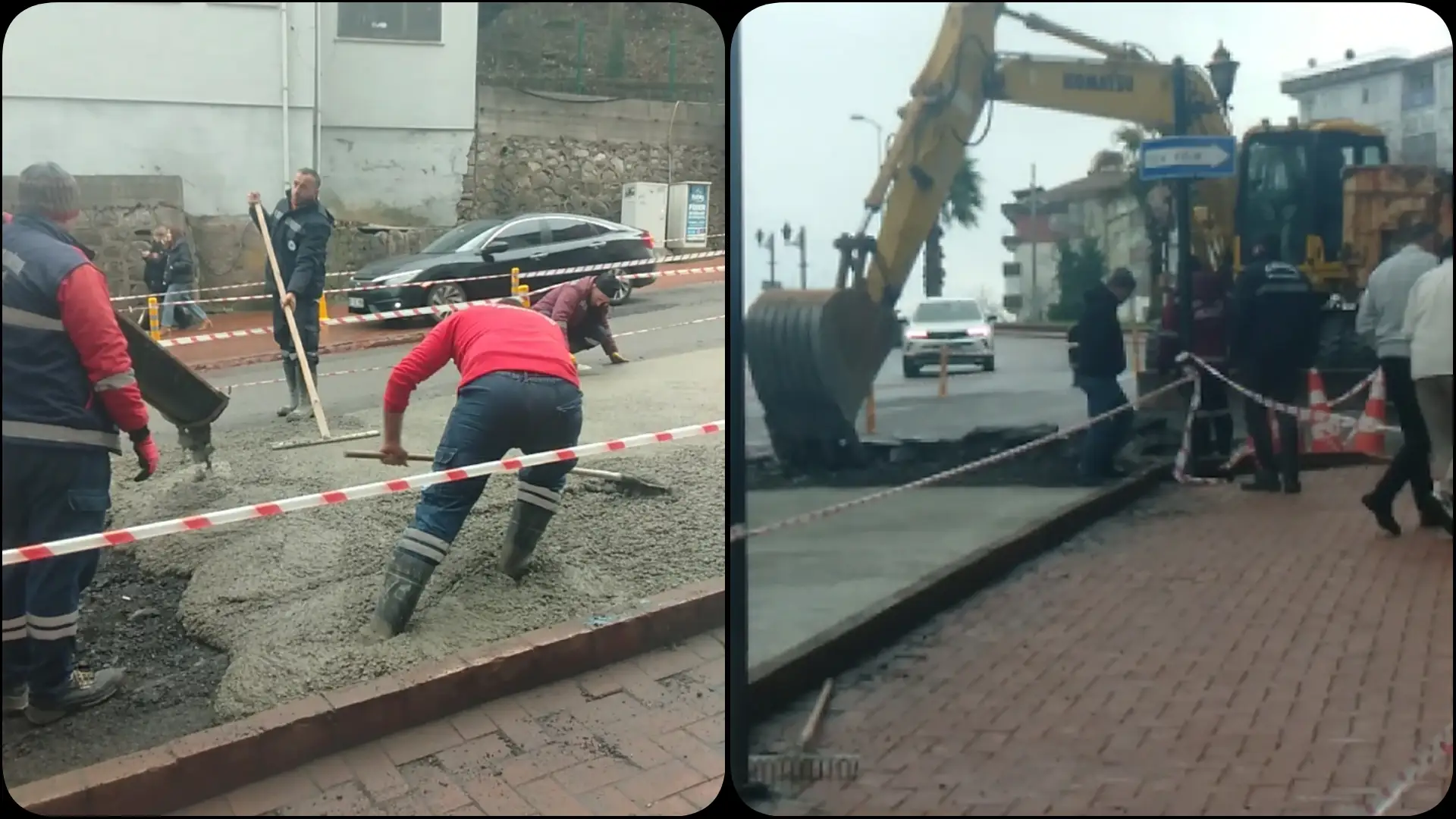 Meydanbaşı Rampasında Bozulan Yol Onarılıyor