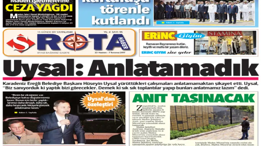 S Rota Haber'in 95. Sayısı 12 Sayfa hazırlandı...