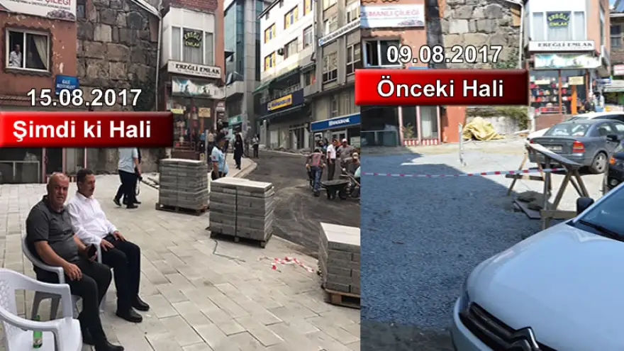 Kepez de durak, orta camide asfalt...