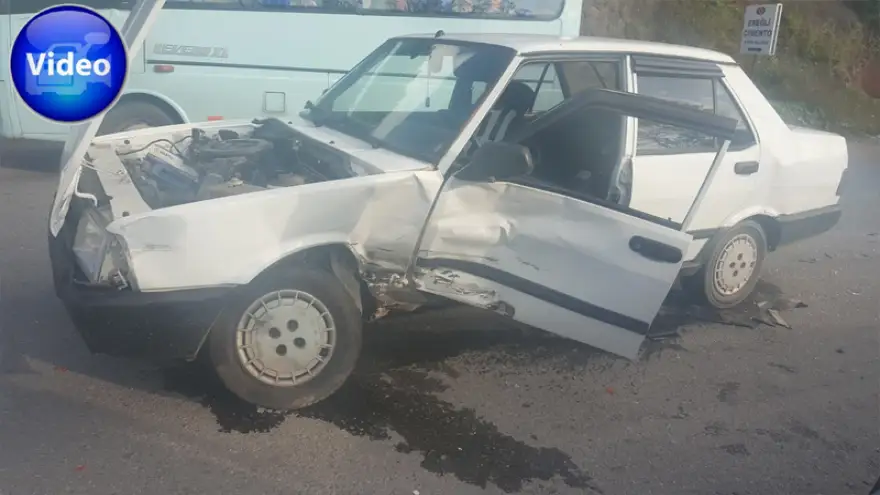 Otomobille kamyonet çarpıştı...