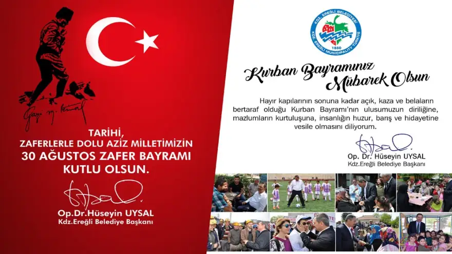 Başkan Uysal'ın 30 Ağustos Zafer Bayramı ve Kurban Bayramı Kutlama Mesajı
