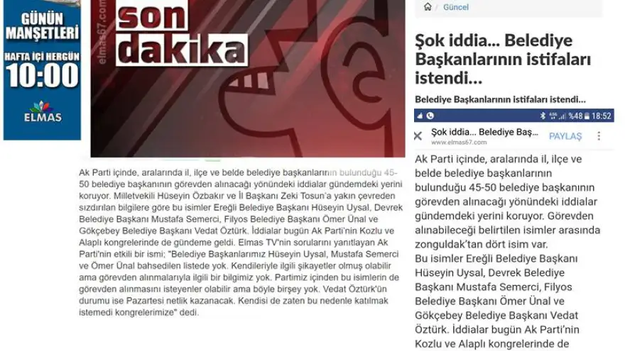 Ak Parti’den açıklama “O haberler kesinlikle YALAN…”