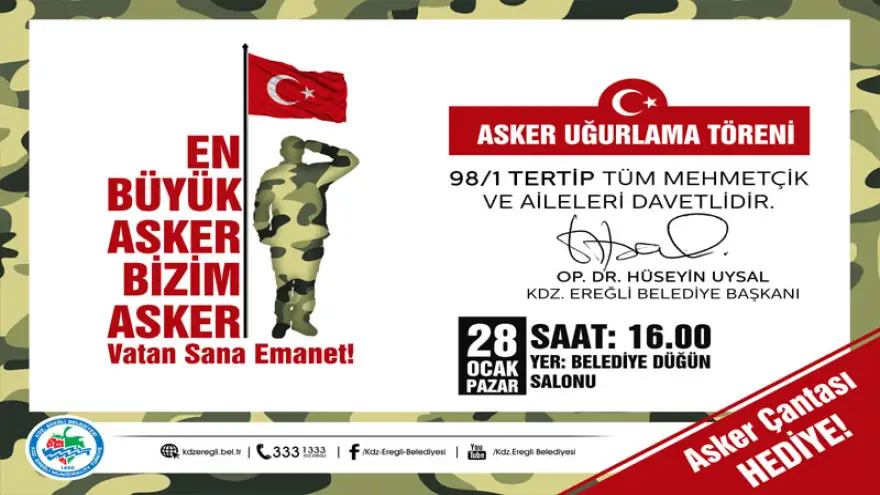 Ereğli Belediyesi’nden ‘en büyük asker, bizim asker’ etkinliği