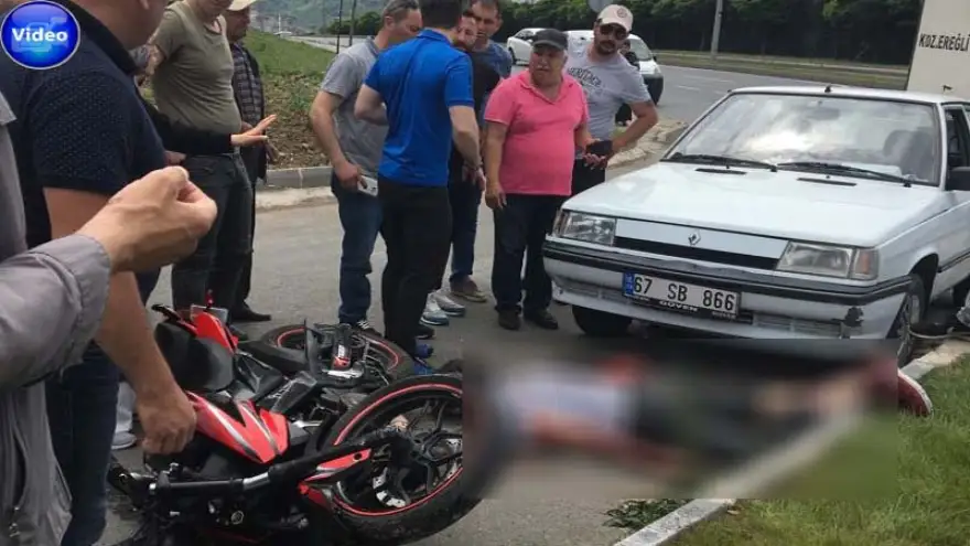 Otomobille motosiklet çarpıştı…