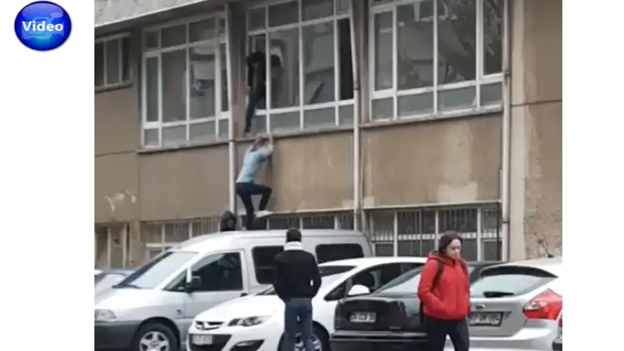 İkinci kattan atladılar, öğretmenlerine yakalandılar…