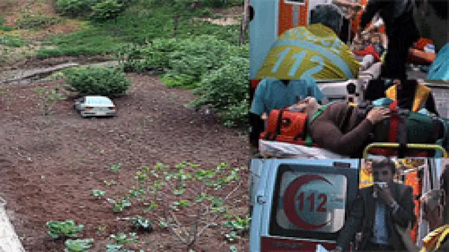 OTOMOBİL TARLAYA UÇTU:4 YARALI