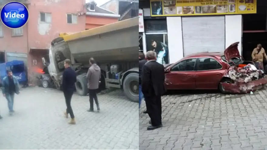 Otomobil kağıt gibi ezildi...