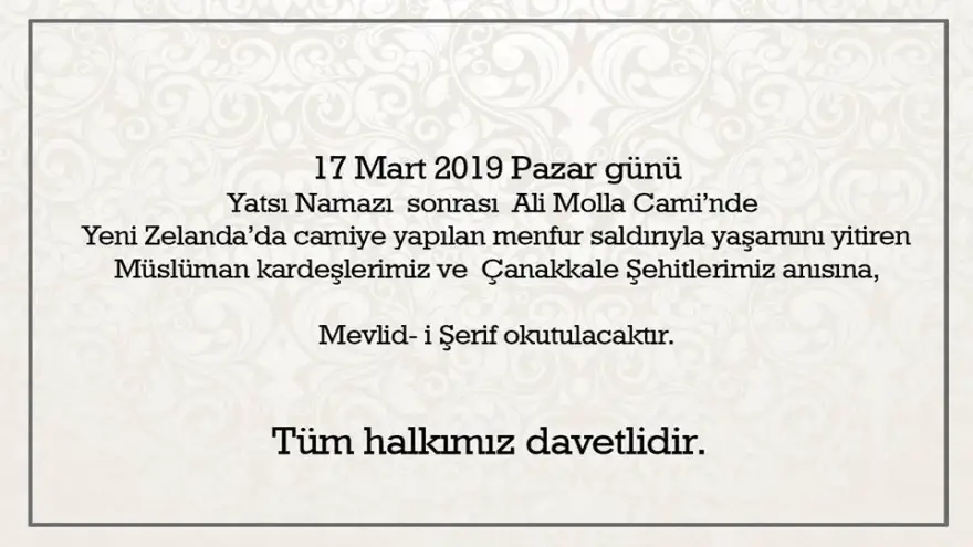 Posbıyık'tan Mevlid-i Şerif programına davet...