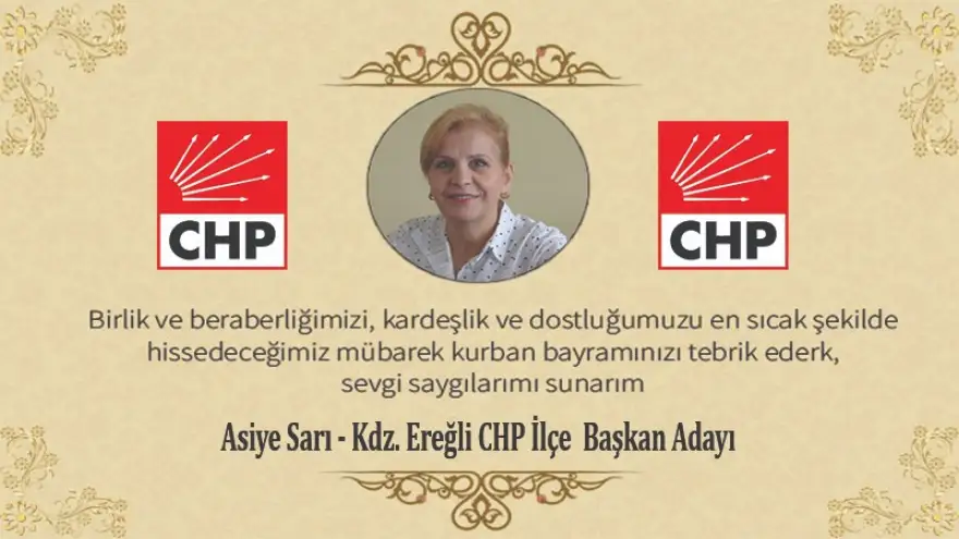 Asiye Sarı, Kurban Bayramınızı kutlar. Sağlık ve huzur dolu günler diler