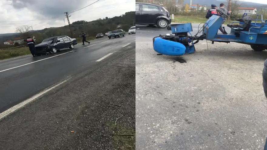 Pat pat otomobille çarpıştı, takla attı..