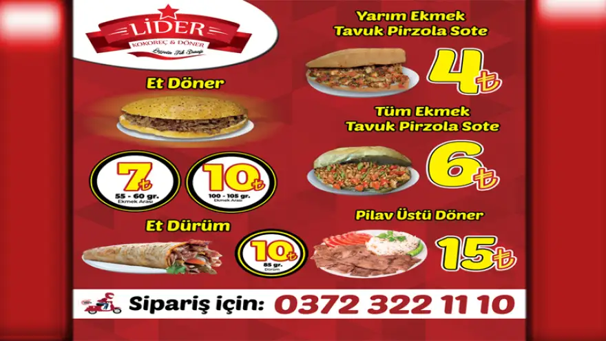 Lider Kokoreç paket servisi ile hizmetiniz de...