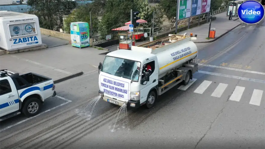 Kdz. Ereğli’de yollar ilaçlı su ile yıkanıyor