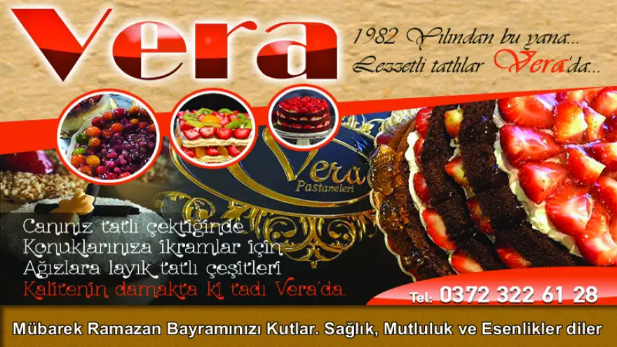 Vera Pastaneleri, Mübarek Ramazan Bayramınızı kutlar. Sağlık, mutluluk ve esenlikler diler...