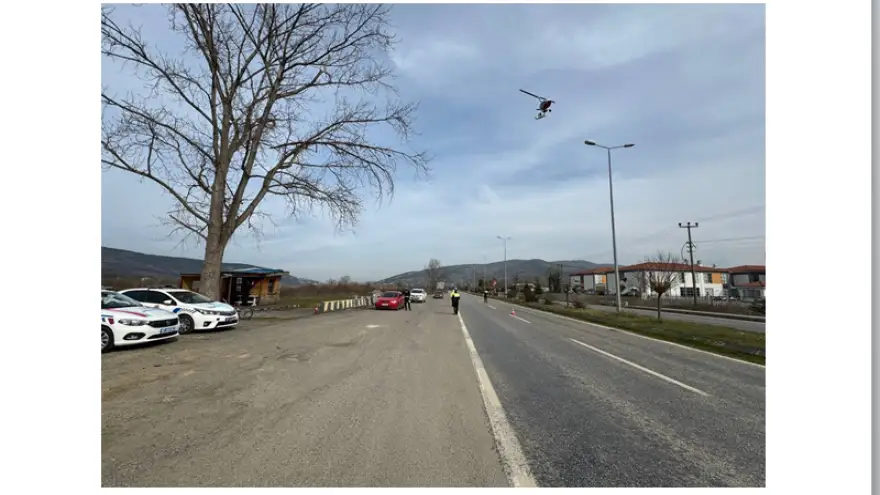 Cayrokopter destekli trafik denetimi yapıldı
