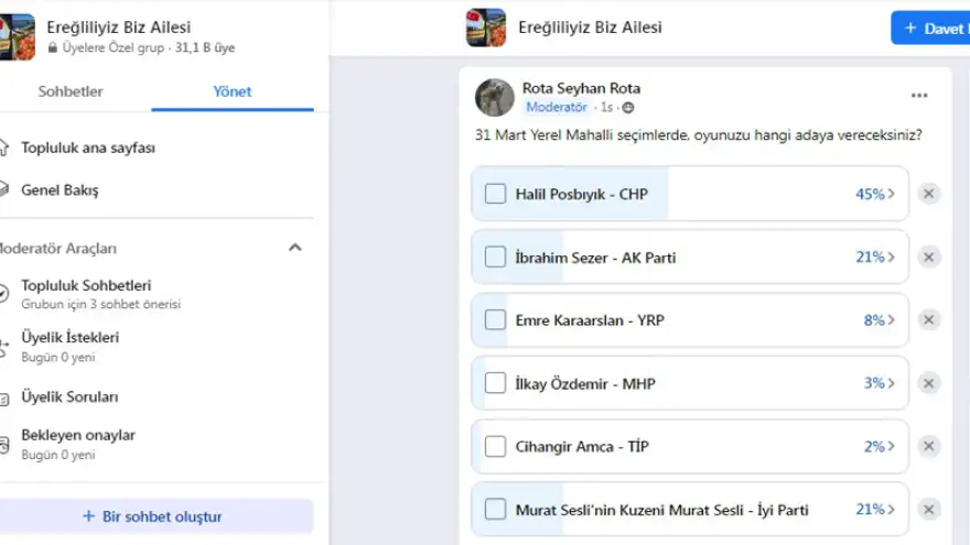 Ereğliliyiz Biz Ailesinde ki ankete katılım sağlayınız...