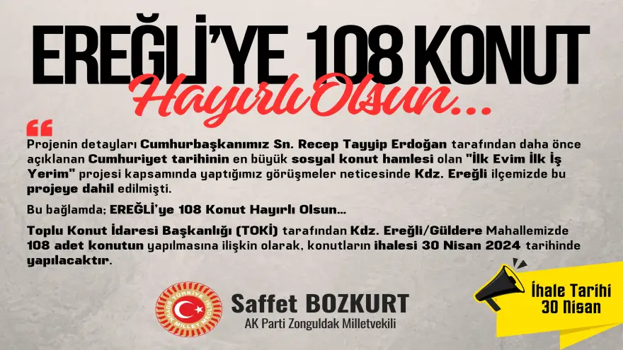 Bozkurt, Kdz. Ereğli’ye 108 Konut Hayırlı Olsun…