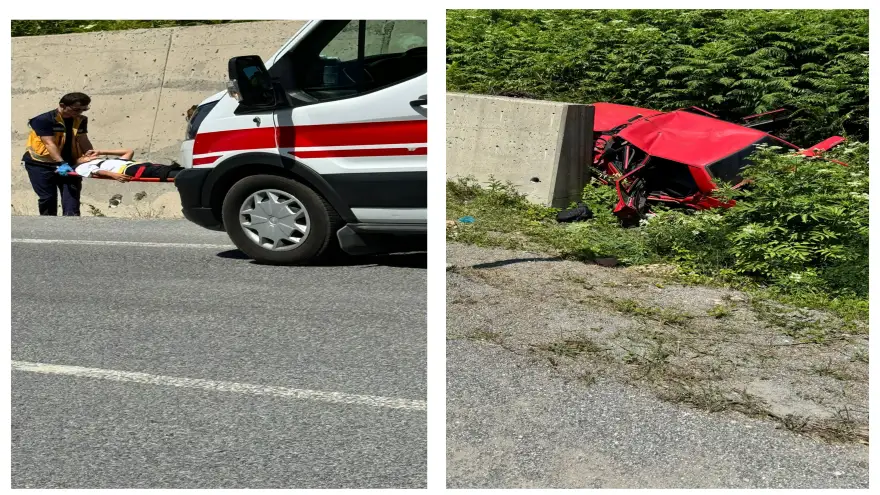 Araçta  sıkışan 1 kişiyi İtfaiye ekipleri çıkardı...