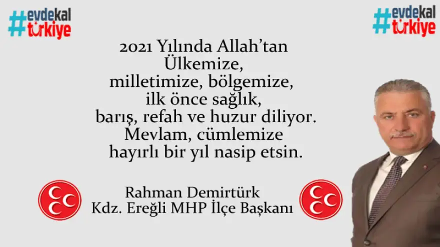 Demirtürk, yeni yılınızı kutlar, sağlıklı ve mutlu bir yaşam diler