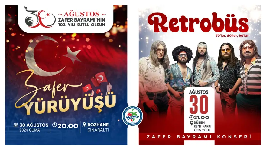 30 Ağustos Zafer Bayramında buluşalım Zafer yürüyüşü ardından Retrobüs konseri...