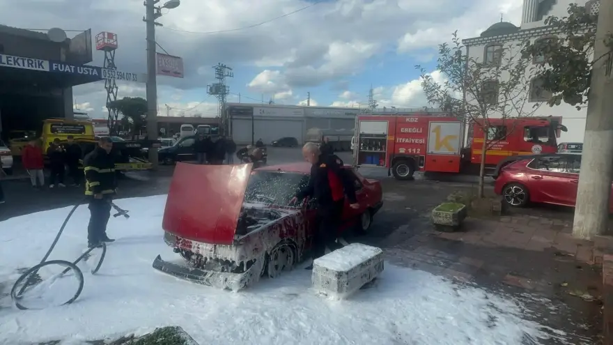 Otomobil alevlere teslim oldu...
