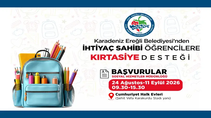 KDZ. EREĞLİ BELEDİYESİ’NDEN YENİ EĞİTİM ÖĞRETİM YILINDA ÖĞRENCİLERE KIRTASİYE DESTEĞİ