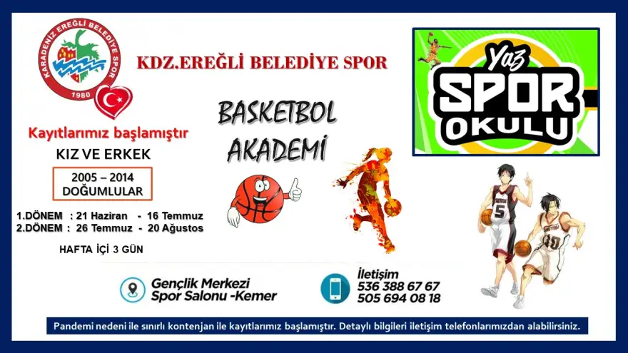 Ereğli Belediyespor, Basketbol Yaz Spor Okulu Açılıyor