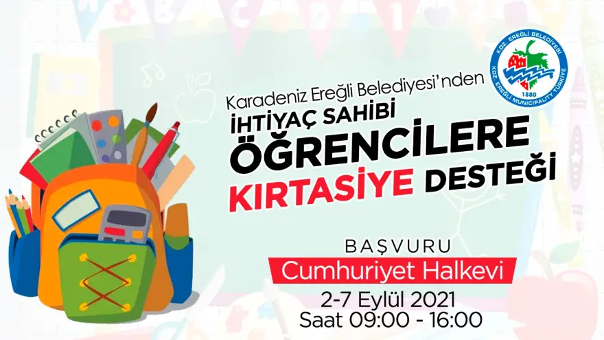 Kdz. Ereğli belediyesi, kırtasiye yardımında bulunacak
