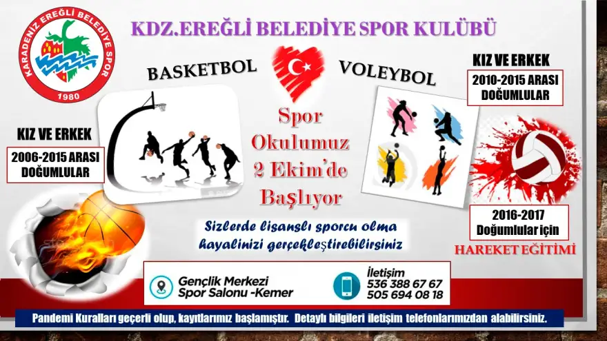 Kdz. Ereğli Belediyespor spor okulları açıyor