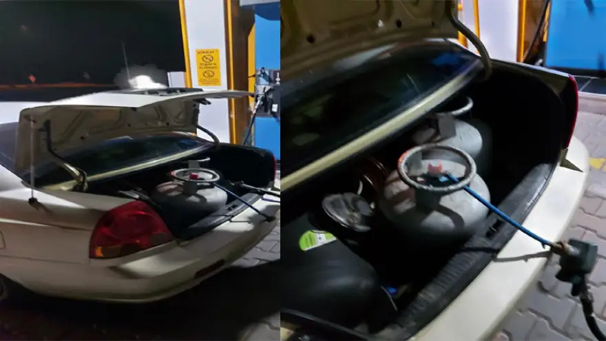 Oto LPG pompasından mutfak tüpüne doluma suçüstü