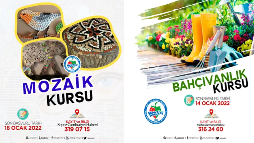Mozaik ve Bahçıvanlık Kursları İçin Kayıtlar Başladı