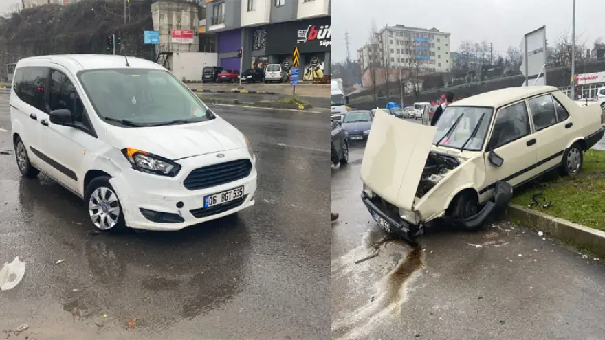 Ticari kamyonetle otomobil çarpıştı. 2 Yaralı
