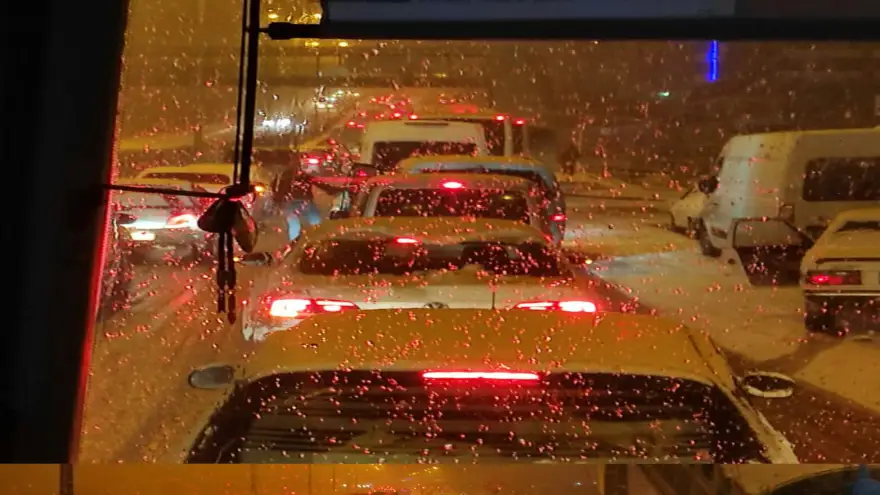 Ereğli'de kar trafiği..