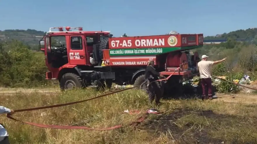 Orman yangınına Orman İşletme ve köy halkı müdahale etti...