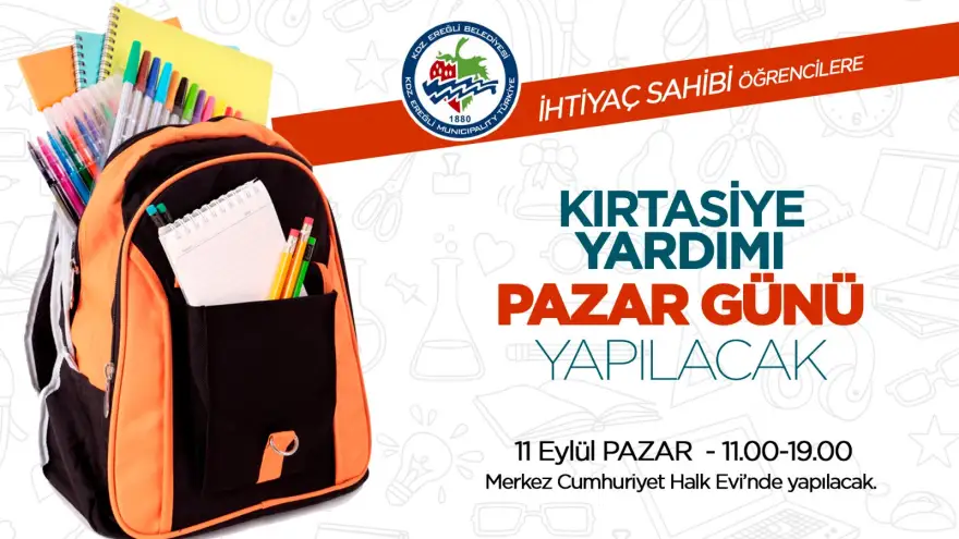 Ereğli Belediyesi, 1500 öğrenciye kırtasiye yardımında bulunacak