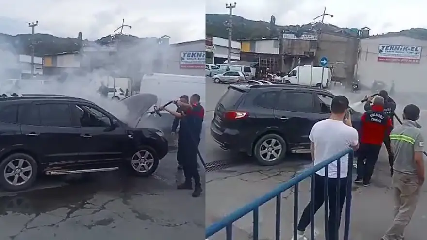 Seyir halindeki araç alev aldı