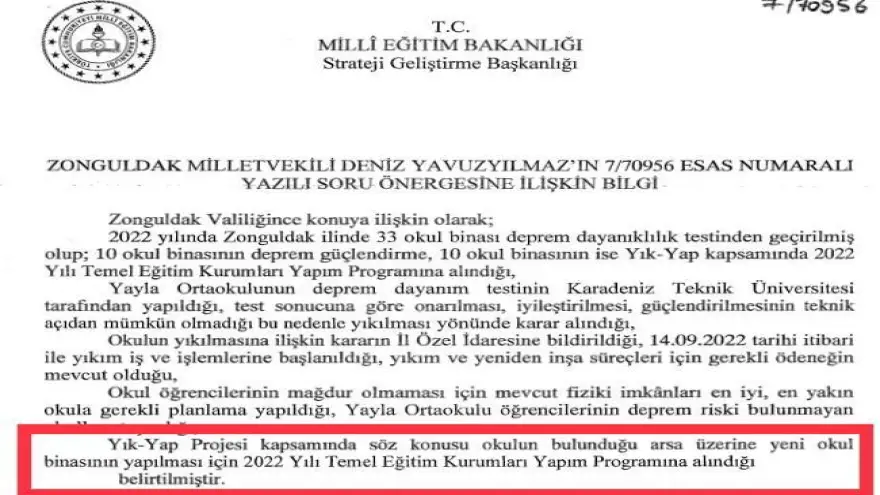 Yavuzyılmaz, Yayla Ortaokuluyla ilgili yeni çelişkileri açıkladı