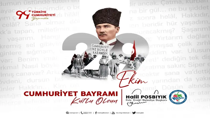 Başkan Posbıyık, Cumhuriyetin 99. Yılını kutladı