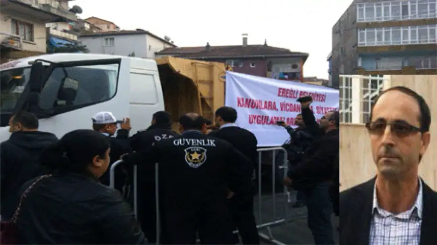 BELEDİYE ÖNÜNDE KAMYONLU EYLEM