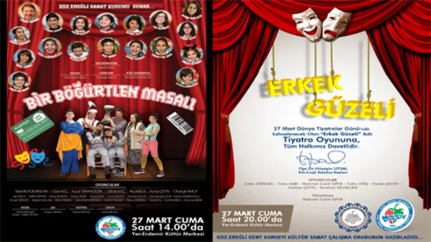 DÜNYA TİYATROLAR GÜNÜNDE İKİ AYRI TİYATRO